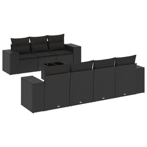 vidaXL 8 Piece Garden Sofa Set with Cushions Black Poly Rattan