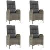 vidaXL 5 Piece Garden Dining Set with Cushions Grey Poly Rattan