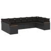 vidaXL 10 Piece Garden Sofa Set with Cushions Black Poly Rattan