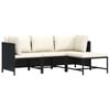 vidaXL 4 Piece Garden Sofa Set with Cushions Black Poly Rattan