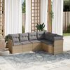 vidaXL 6 Piece Garden Sofa Set with Cushions Beige Poly Rattan