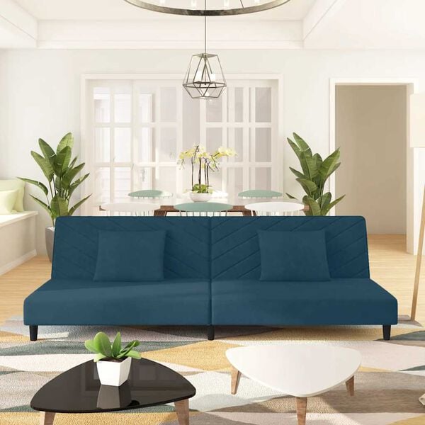 vidaXL 2-Seater Sofa Bed with Two Pillows Black Velvet