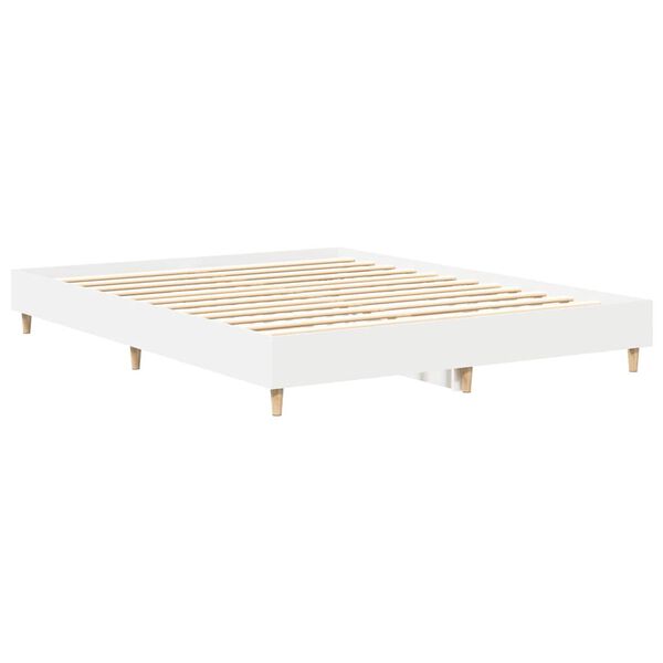 vidaXL Bed Frame No Mattress White 150x200 cm King Size Engineered Wood