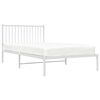 vidaXL Metal Bed Frame without Mattress with Headboard White 107x203cm