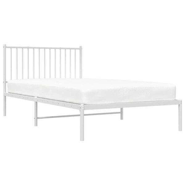 vidaXL Metal Bed Frame without Mattress with Headboard White 107x203cm