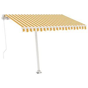 vidaXL Freestanding Manual Retractable Awning 300x250 cm Yellow/White (313189+46836+315090)