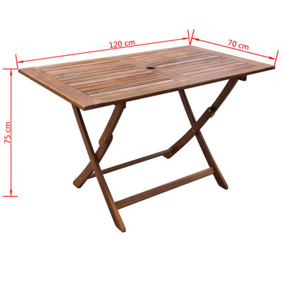 vidaXL Garden Table 120x70x75 cm Solid Acacia Wood