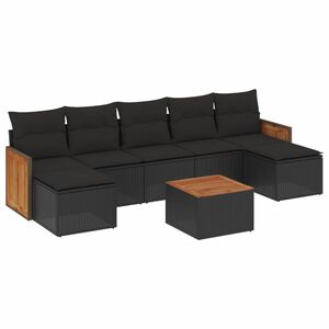 vidaXL 8 Piece Garden Sofa Set with Cushions Black Poly Rattan