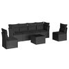 vidaXL 7 Piece Garden Sofa Set with Cushions Black Poly Rattan