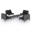 vidaXL 5 Piece Garden Lounge Set with Cushions Poly Rattan Dark Grey
