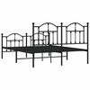 vidaXL Metal Bed Frame without Mattress with Footboard Black 135x190cm