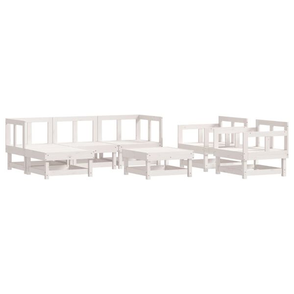 vidaXL 7 Piece Garden Lounge Set with Cushions White Solid Wood