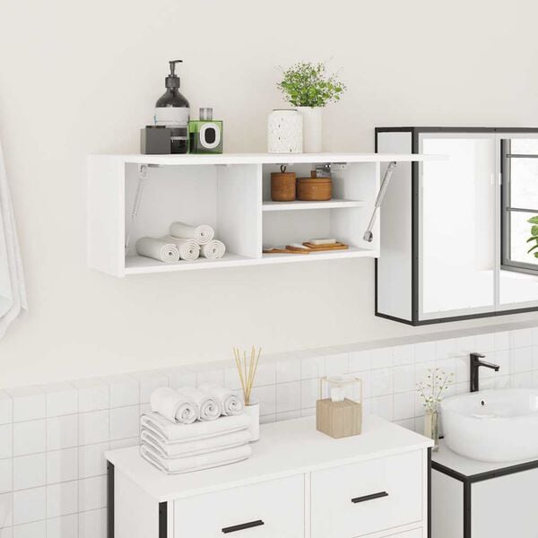 vidaXL Bathroom Wall Cabinet White 80x25x30 cm Engineered Wood