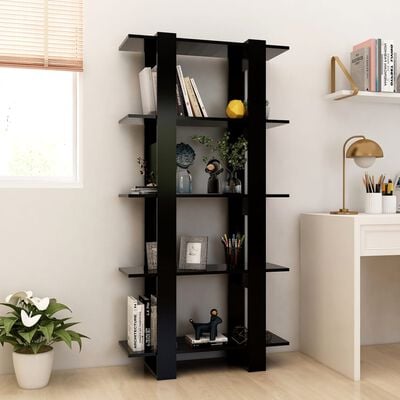 vidaXL Book Cabinet/Room Divider Black 80x30x160 cm Engineered Wood
