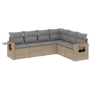 vidaXL 6 Piece Garden Sofa Set with Cushions Beige Poly Rattan