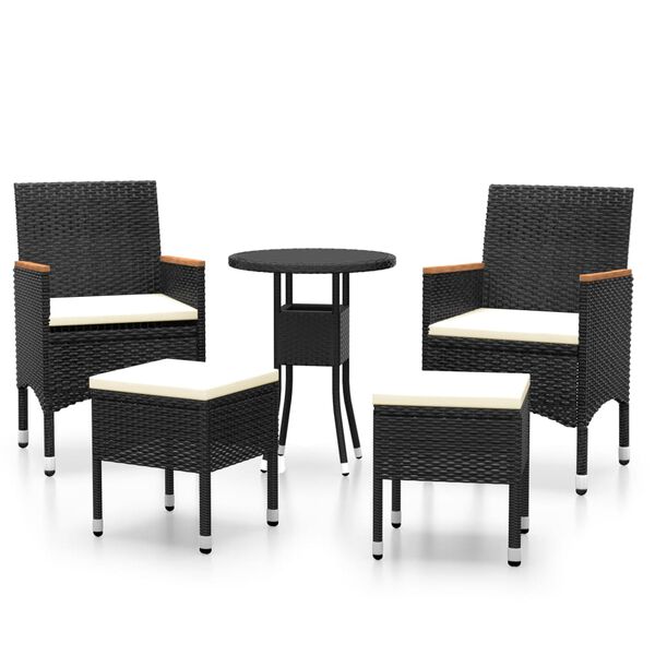 vidaXL 5 Piece Garden Lounge Set Poly Rattan Black