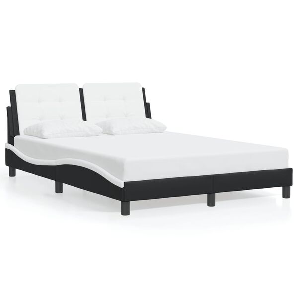 vidaXL Bed Frame without Mattress "Zadar" Black and White 137x190 cm Faux Leather