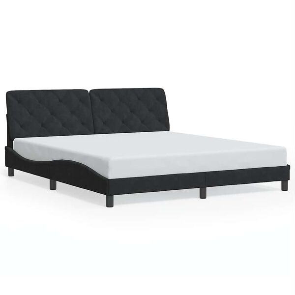 vidaXL Bed Frame without Mattress Black 180x200 cm Velvet