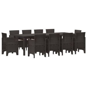 vidaXL Garden Dining Set 11 pcs Brown Polypropylene