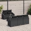 vidaXL Sofa Set with Cushion with Pillow 6 pcs Black Poly Rattan