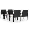 vidaXL 5 Piece Garden Dining Set Poly Rattan Black