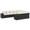 vidaXL 10 Piece Garden Sofa Set with Cushions Black Poly Rattan