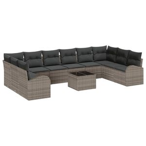 vidaXL Garden Sofa Set 11 pcs Light Grey Poly Rattan