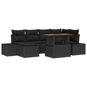 vidaXL Garden Sofa Set with Storage 7 pcs Black Poly rattan
