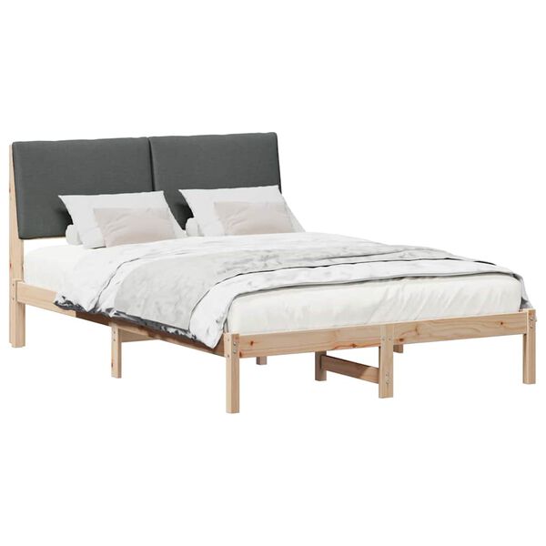vidaXL Bed frame Brown and dark grey 150 x 200 cm Solid pine wood