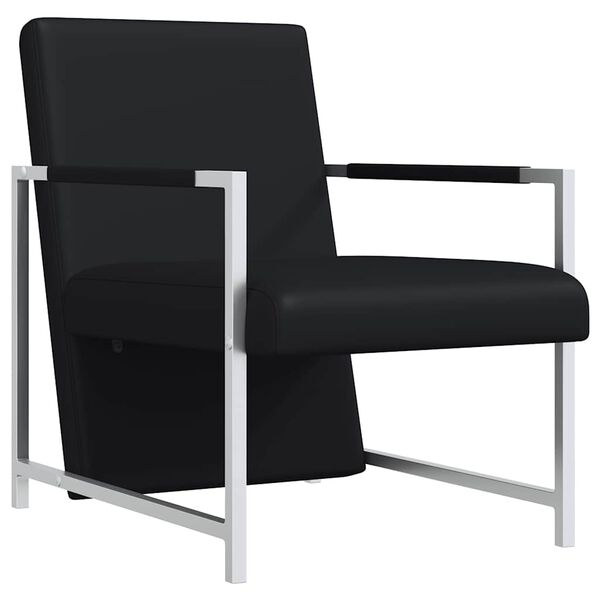 vidaXL Armchair with Chrome Feet Black Faux Leather