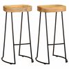 vidaXL Gavin Bar Stool | Set of 2 | Brown and black | Solid mango wood and iron