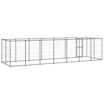 vidaXL Outdoor Dog Kennel Steel with Roof 16.94 m²