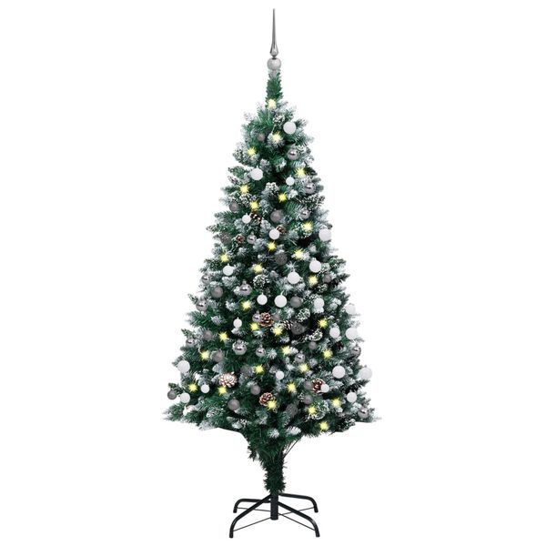 vidaXL Artificial Pre-lit Christmas Tree with Ball Set&Pine Cones 180 cm