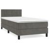 vidaXL Box Spring Bed with Mattress Dark Grey 106x203 cm King Single Size Velvet