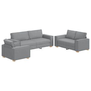 vidaXL Sofa 3 pcs Light Grey Fabric