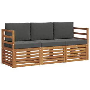 vidaXL Sofa Sets 3 pcs Natural and Anthracite Solid Acacia Wood