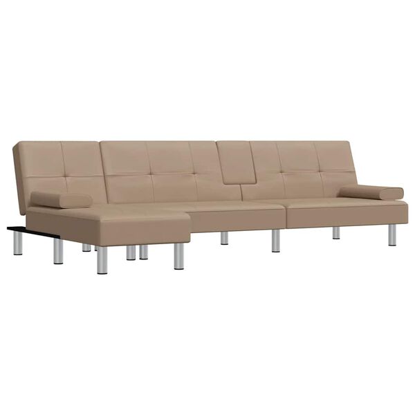 vidaXL L-shaped Sofa Bed Cappuccino 255x140x70 cm Faux Leather