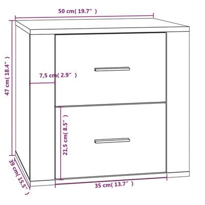 vidaXL Bedside Cabinet Black 50x39x47 cm