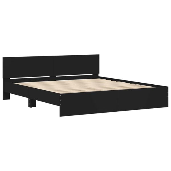 vidaXL Bed Frame without Mattress Black 180x200 cm Super King