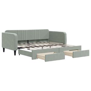 vidaXL Daybed with Trundle&Drawers without Mattress Light Grey 90x190 cm