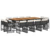 vidaXL 13 Piece Garden Dining Set with Cushions Black Poly Rattan