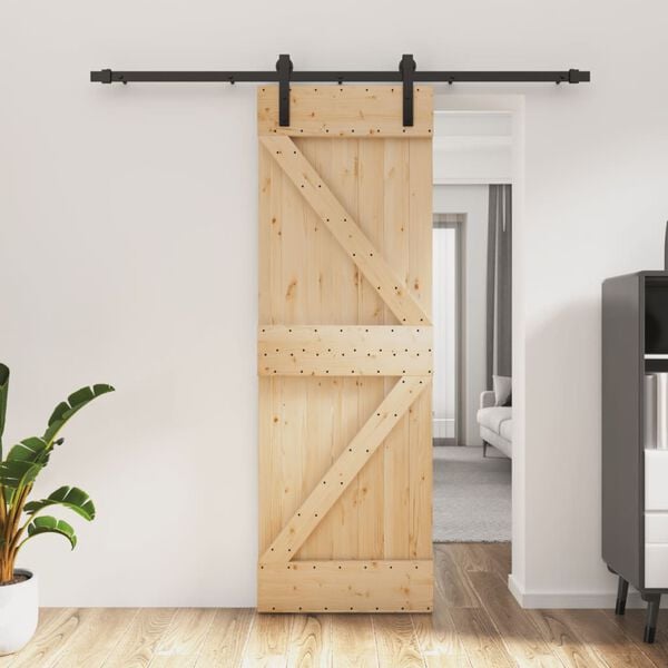 vidaXL Sliding Door with Hardware Set 70x210 cm Solid Wood Pine