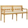 vidaXL Batavia Bench with Cream Cushion 150 cm Solid Wood Teak