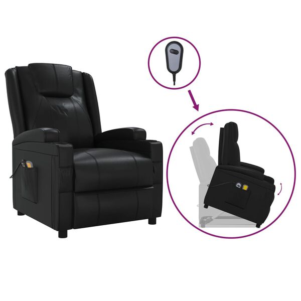 vidaXL Stand up Massage Chair Black Faux Leather