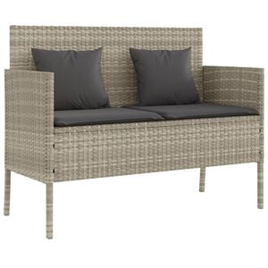 vidaXL Garden Bench with Cushions Light Grey Poly Rattan