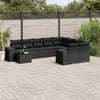 vidaXL 10 Piece Garden Sofa Set with Cushions Black Poly Rattan