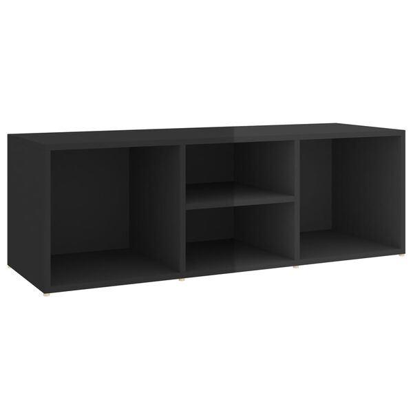 vidaXL Shoe Storage Bench High Gloss Black 105x35x35 cm Engineered Wood