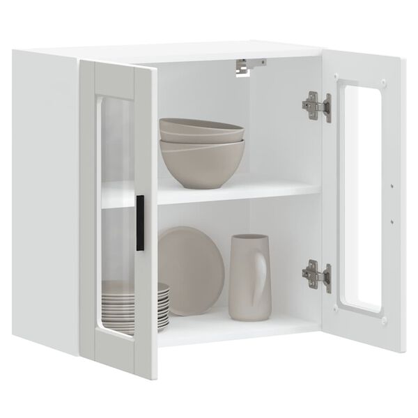 vidaXL Kitchen Wall Cabinet with Glass Door Porto White