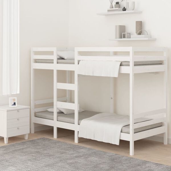 vidaXL Bunk Bed without Mattress White 90x190 cm Single Solid Wood Pine