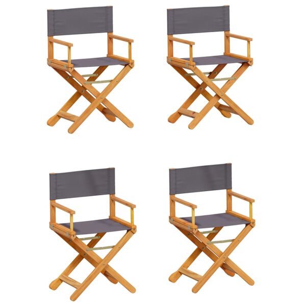 vidaXL 4 Piece Folding Garden Chairs Dark Grey Fabric